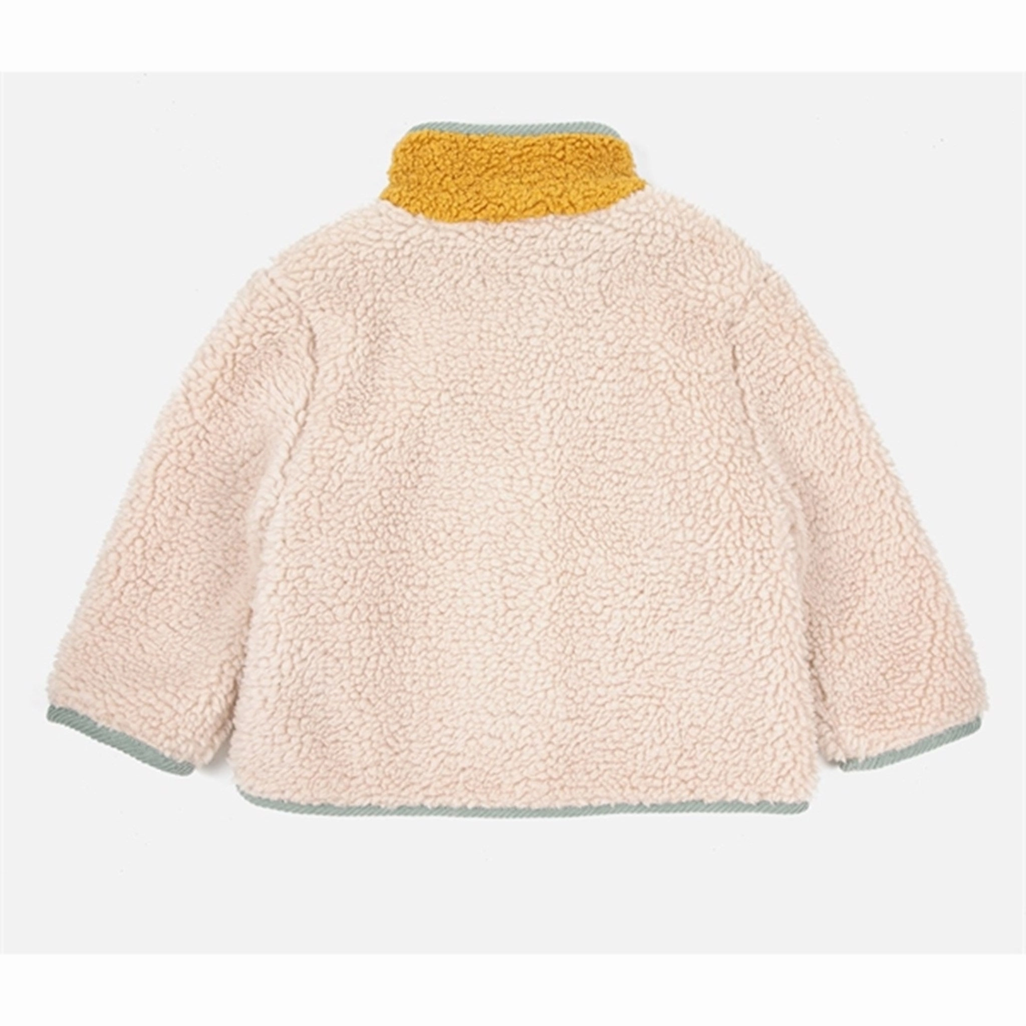 Bobo Choses Beige Color Block Sheepskin Jacket Heat Retention Heat Sealed Zippers