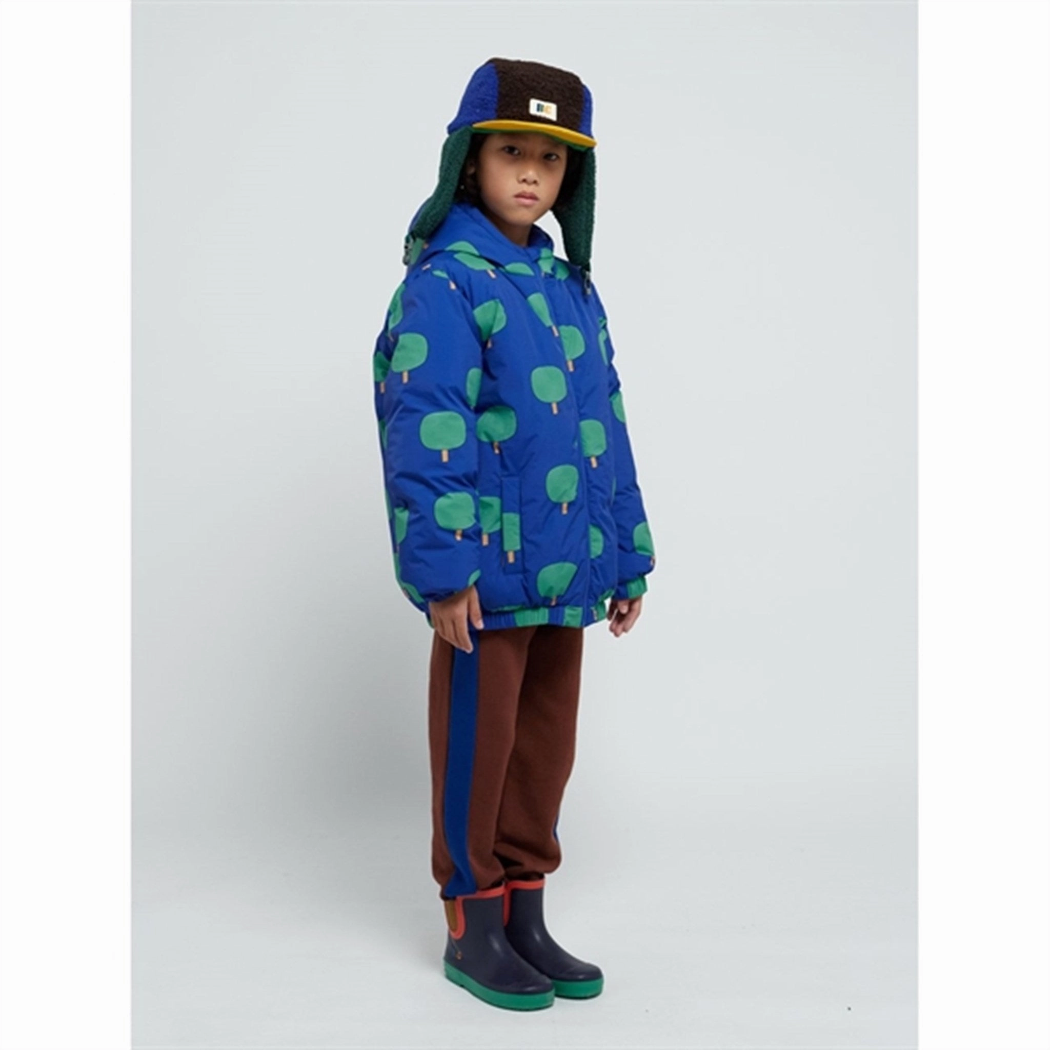 Heat Tech Fabric Hypoallergenic Textile Bobo Choses Blue Green Tree Jacket AOP