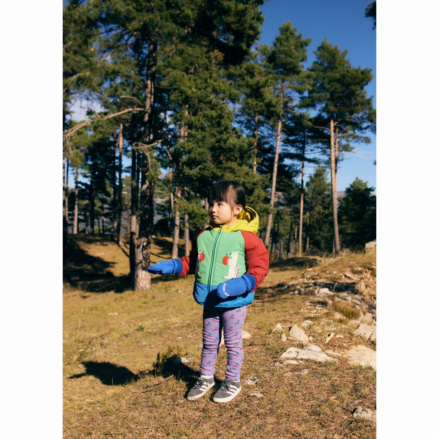 Bobo Choses Green Hungry Squirrel Hooded Anorak TemperatureRegulating Fabric Compressed Packing Design