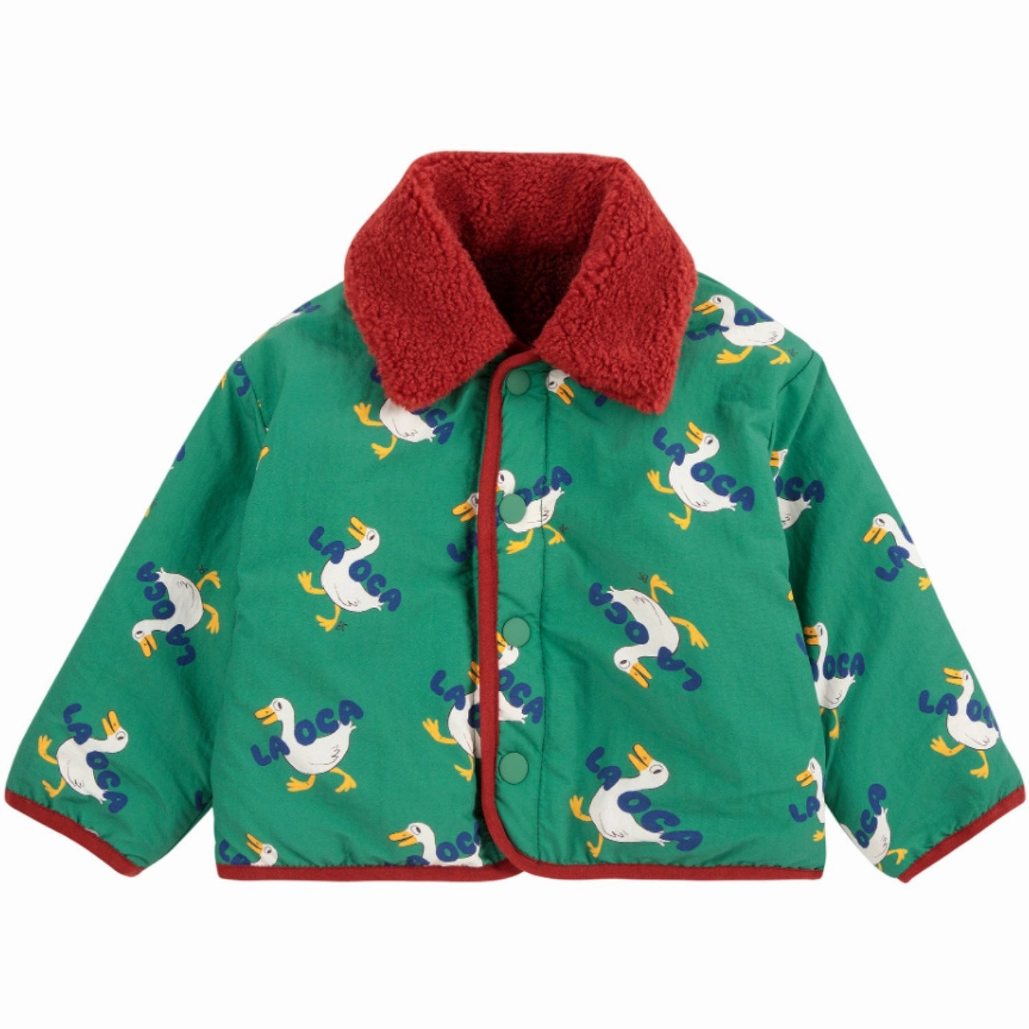 Bobo Choses Green La Oca All Over Reversible Sheepskin Jacket Casual Street Style