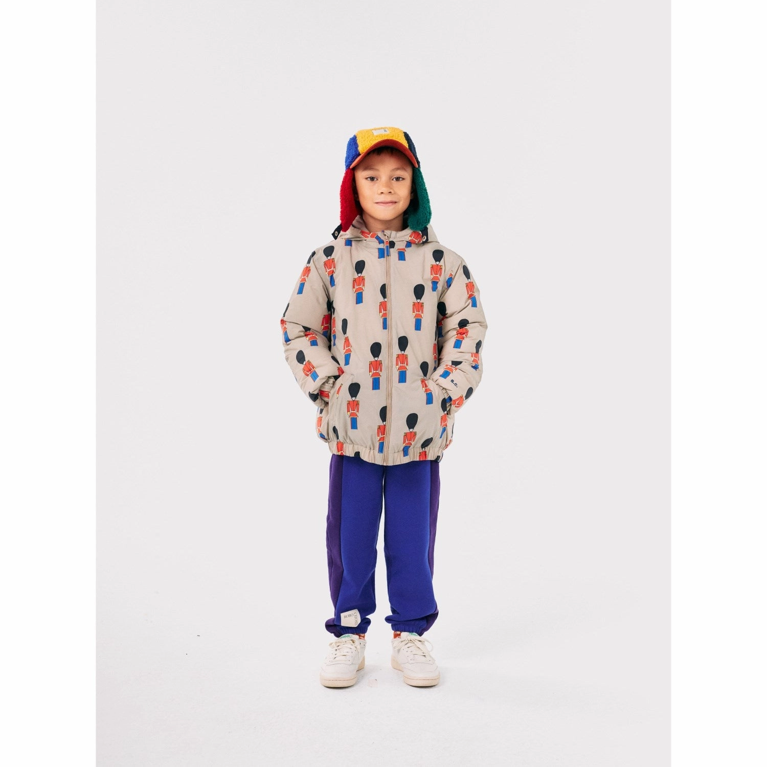 Bobo Choses Light Brown Little Tin Soldiers All Over Anorak Two Way Zipper