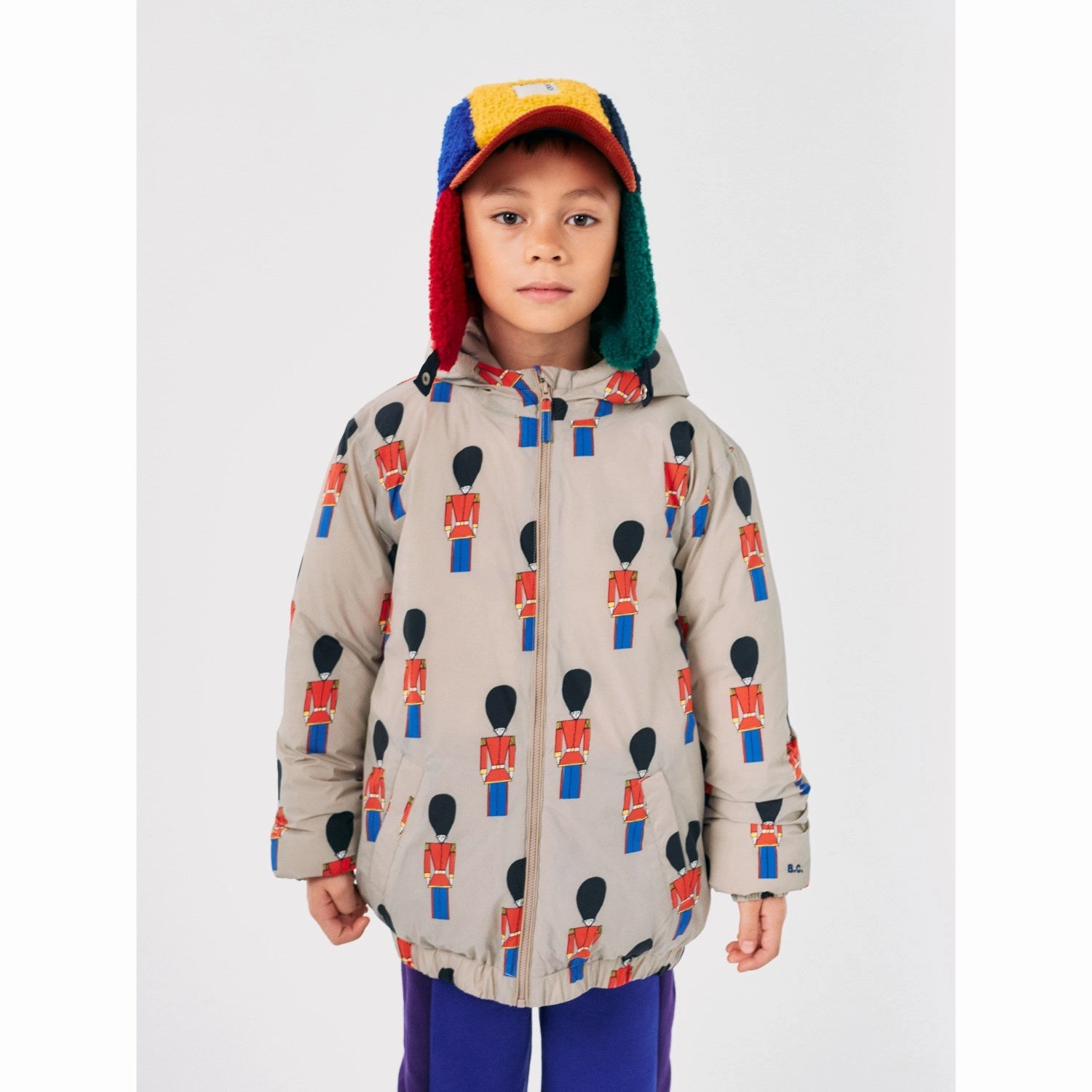 Bobo Choses Light Brown Little Tin Soldiers All Over Anorak Adjustable Hood