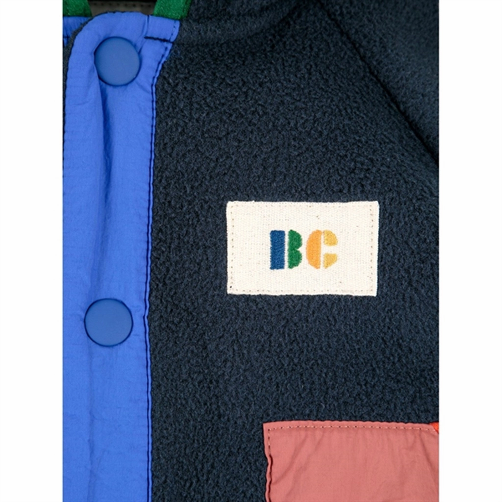 Bobo Choses Midnight Blue Color Block Polar Hooded Jacket Stretchable Cuffs