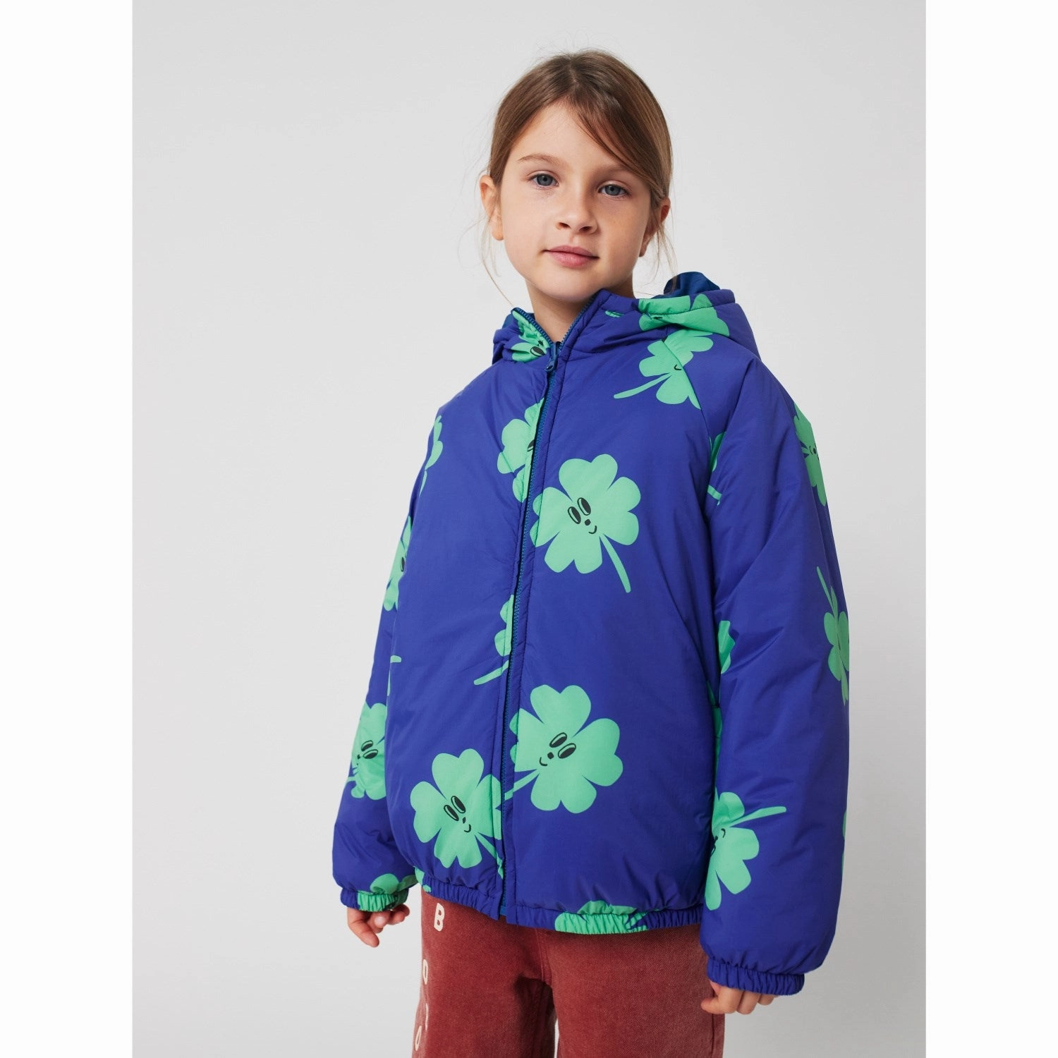 Bobo Choses Purple Lucky Clover All Over Reversible Anorak Reinforced Elbows Minimal Detailing