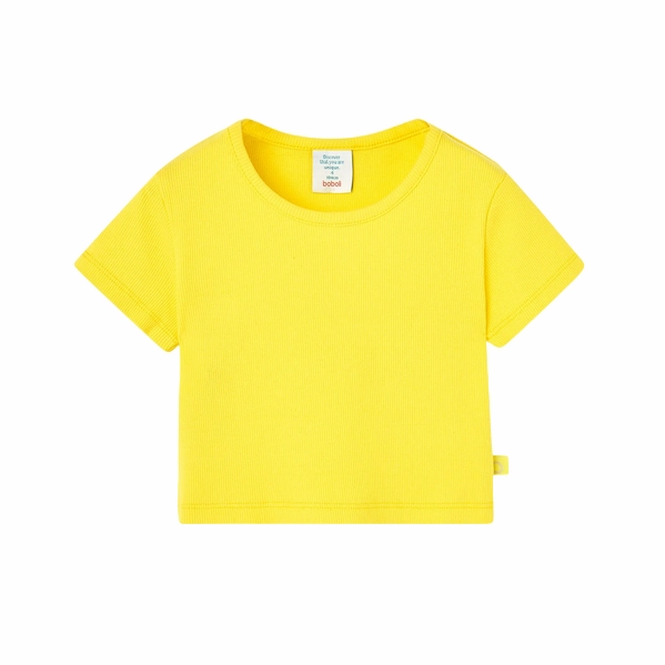Boboli Maglietta in jersey a costine da bambina 498034 1199 gialla Smart Casual Look