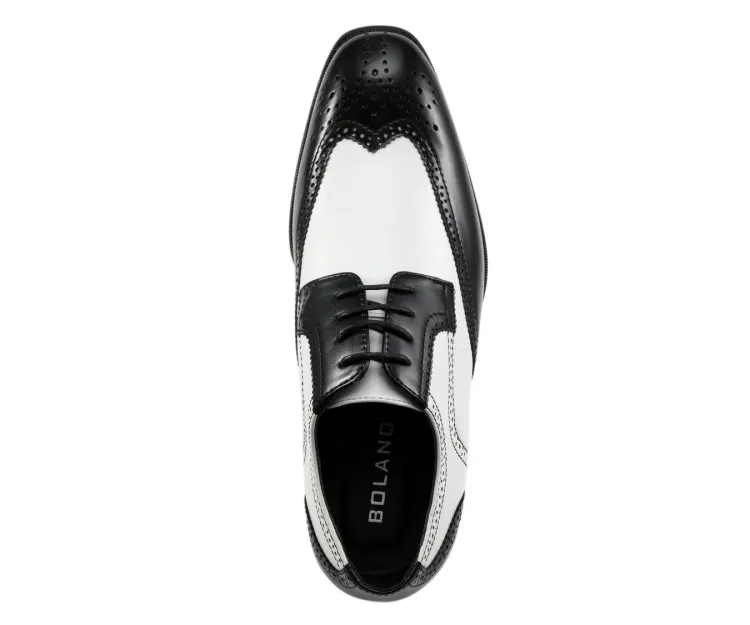 Bolano Elwyn Black/White Men's Pu Leather Derby Shoes