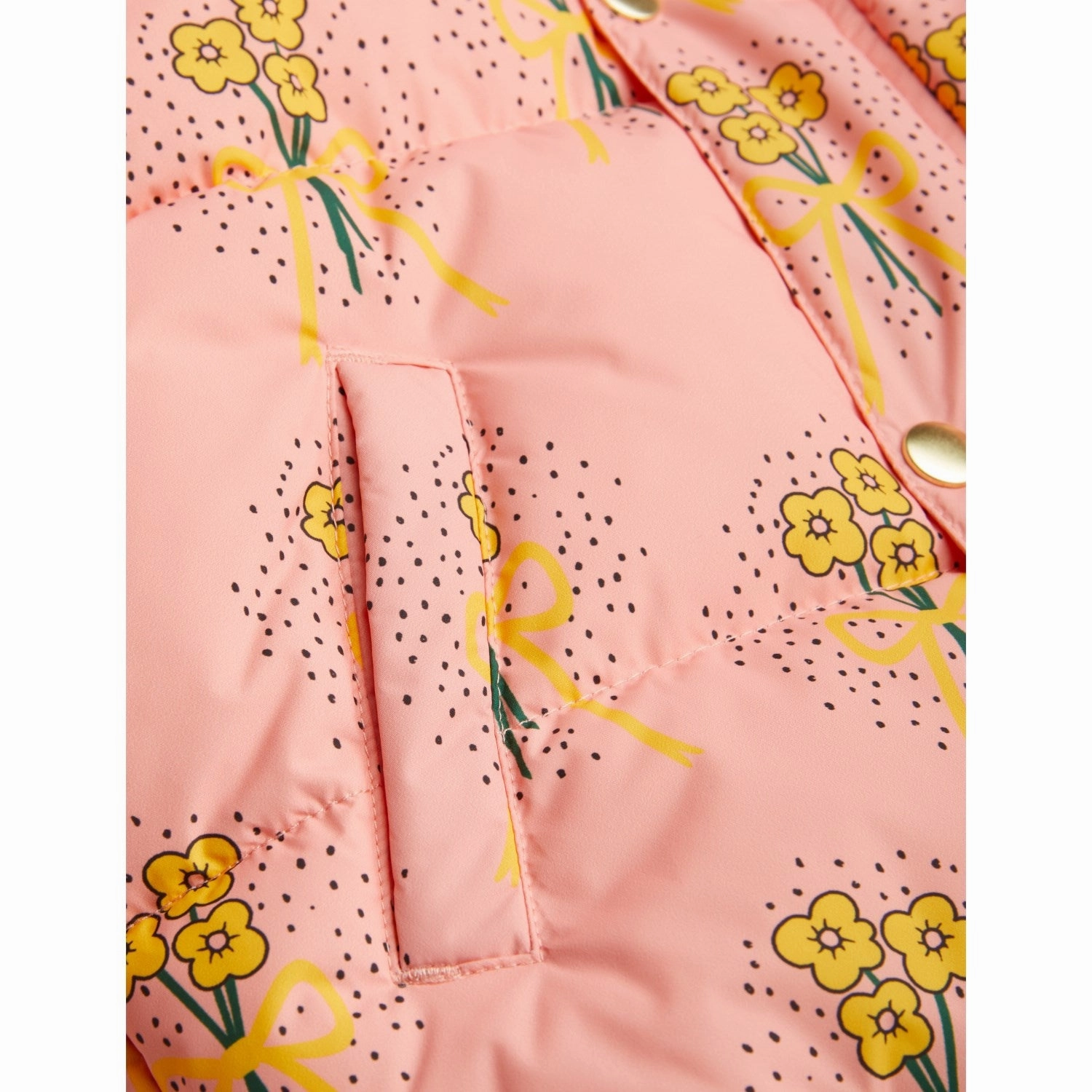 Double Layer Protection Bomber Cut Mini Rodini Pink Winter Flowers Aop City Puffer Jacket