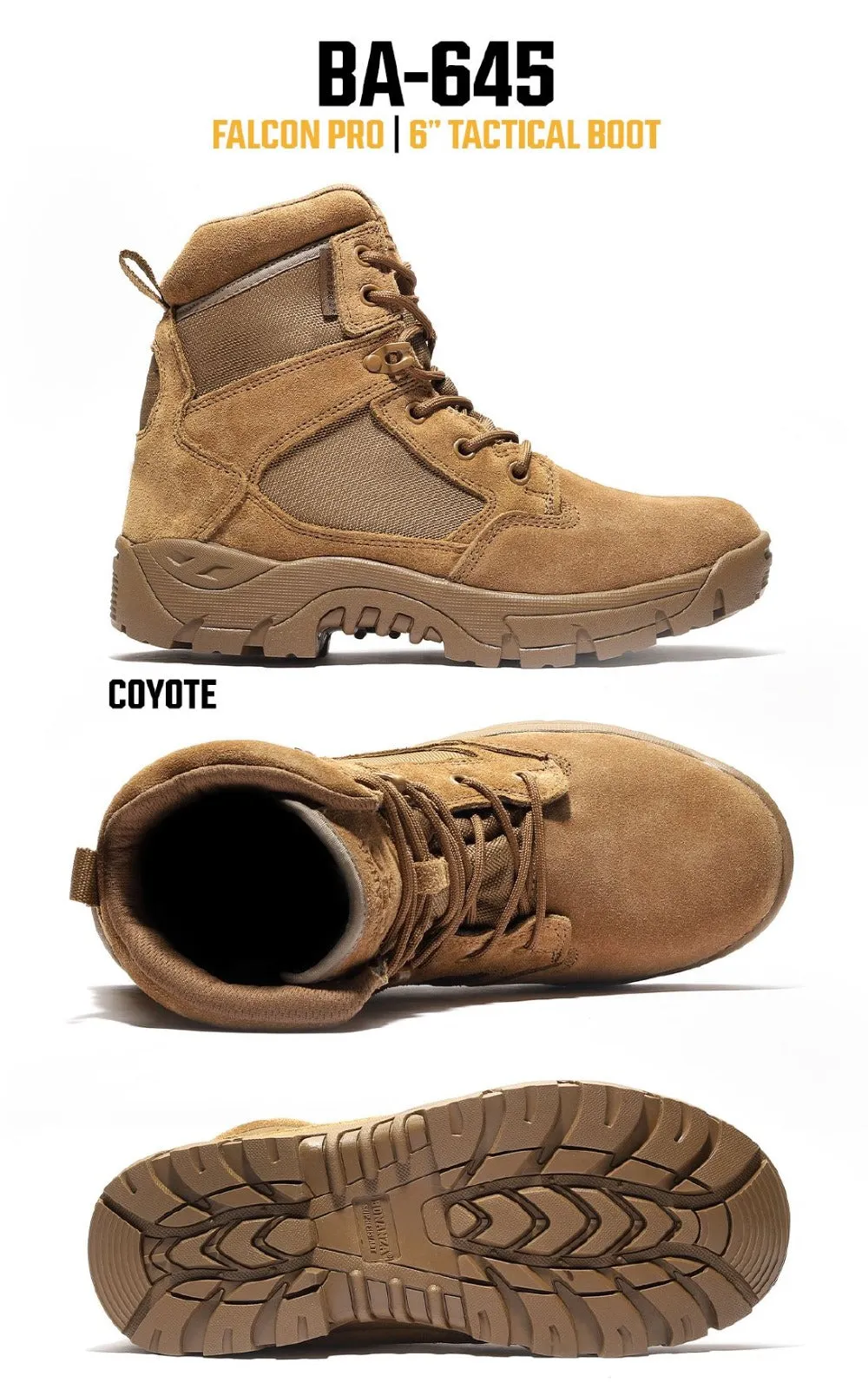 Bonanza Men's Tactical Boots Work Boots Falcon 6" | BA-645