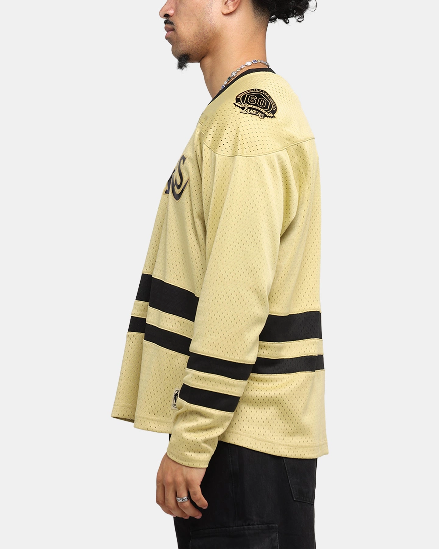 Mitchell & Ness Los Angeles Lakers Chrome Jersey Khaki Dynamic Tension Banding Cool Look