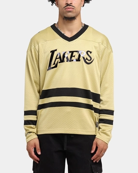 Mitchell & Ness Los Angeles Lakers Chrome Jersey Khaki Compression Fit Enhanced Durability Reinforcement