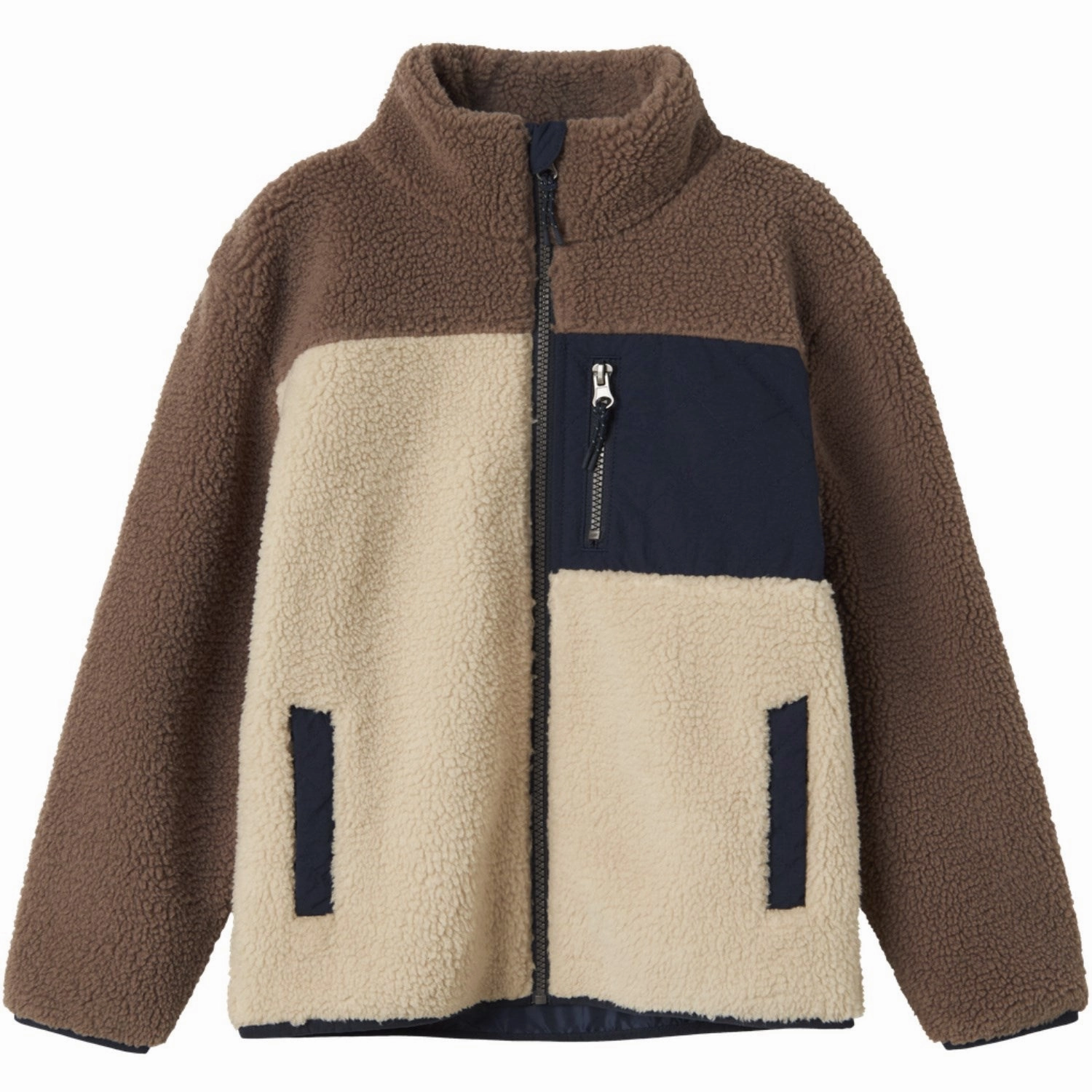 Name It Fog Monico Teddy Jacket Block Reversible Style Fire Retardant Treated Fabric