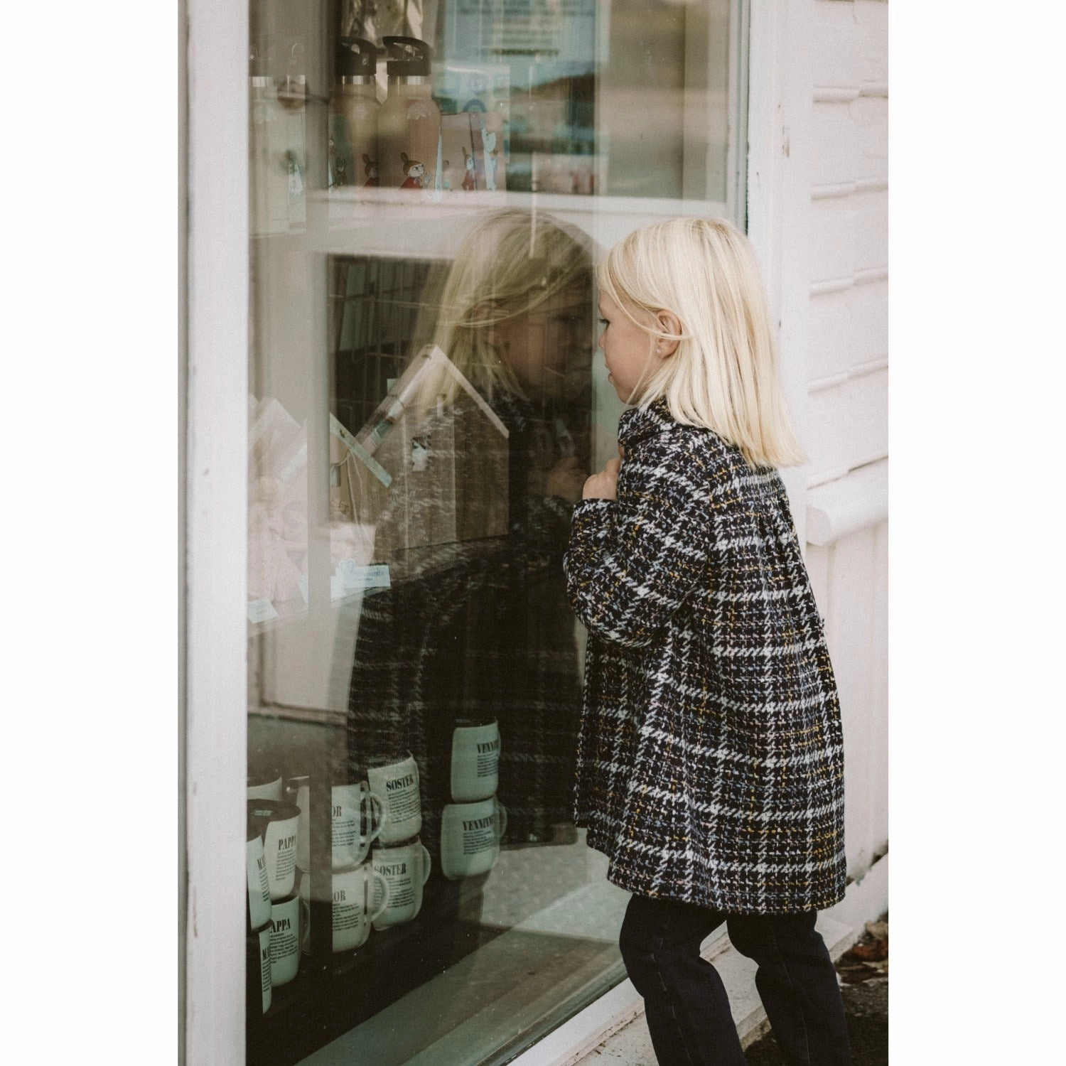 MarMar Wool Glitter Navy Check Olive Jacket Multi Pocket Functionality