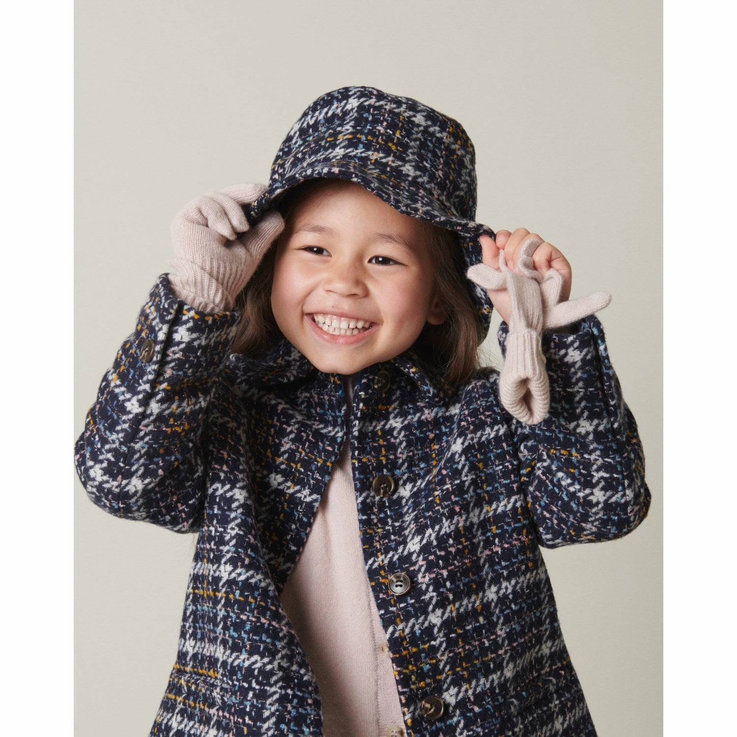 Warmth Without Bulk Seamless Edge Finishing MarMar Wool Glitter Navy Check Olive Jacket