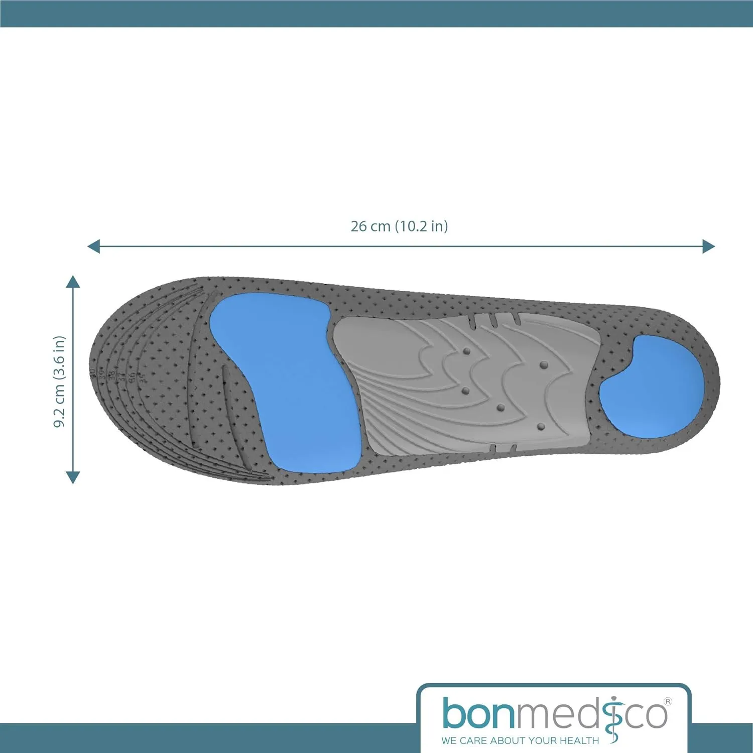 bonmedico High Performance Gel Insoles for Sports & Leisure, Shock Absorbing Insoles for Ideal Cushioning Support for Foot & Joint Problems, Shoe Insoles for Women & Men Incl. Gel Pad (1 Pair)