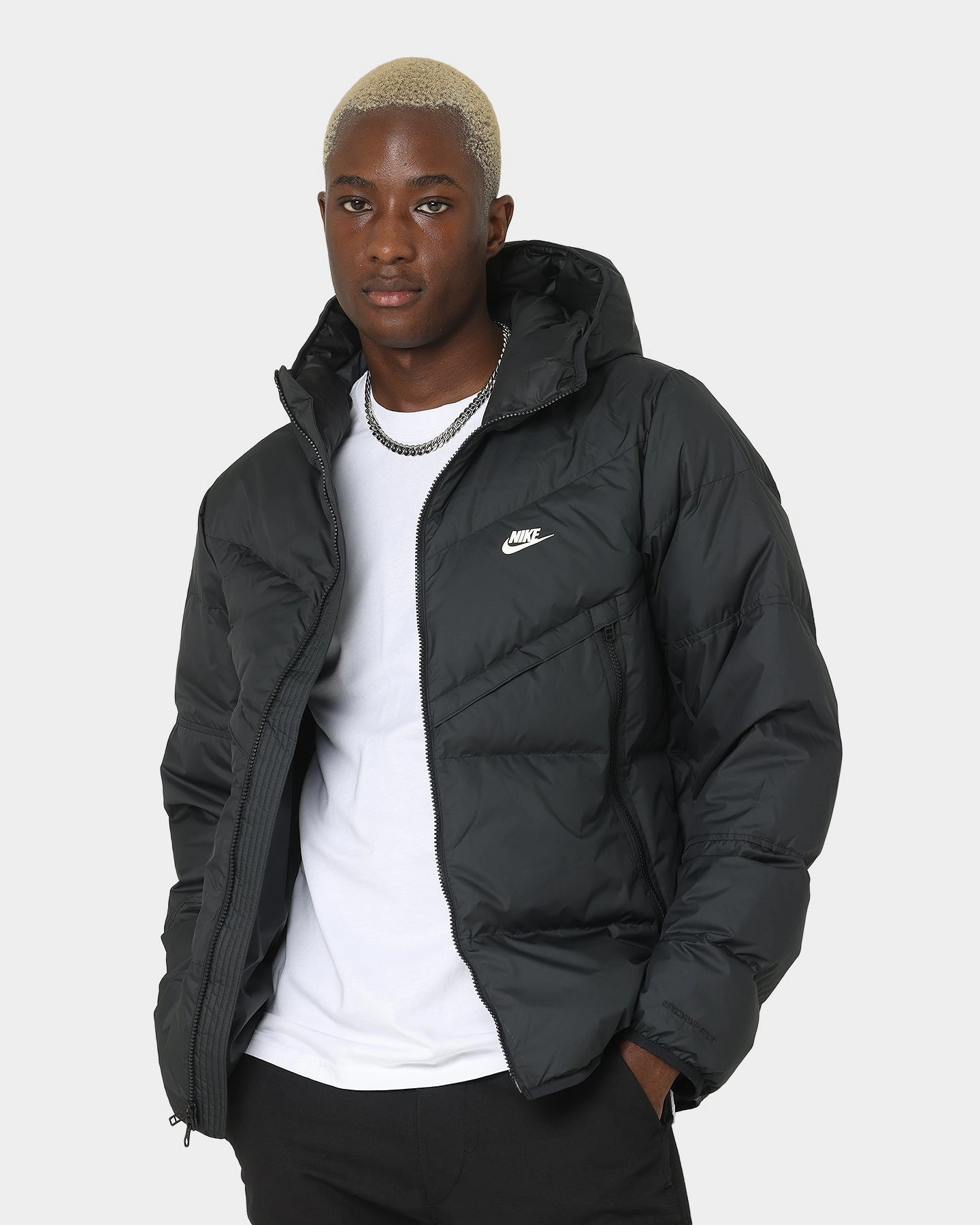 Camping Trip holiday Nike Hooded Puffer Jacket Black
