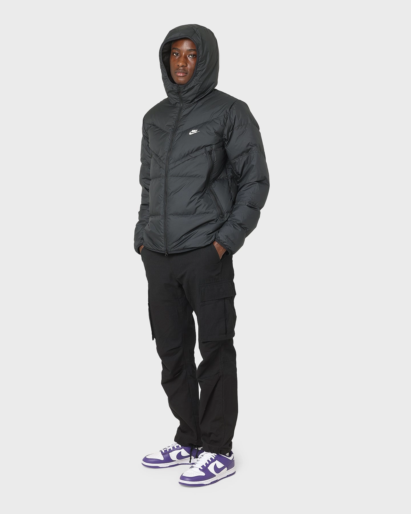Nike Hooded Puffer Jacket Black Flexible Layer Quick Dry Tech