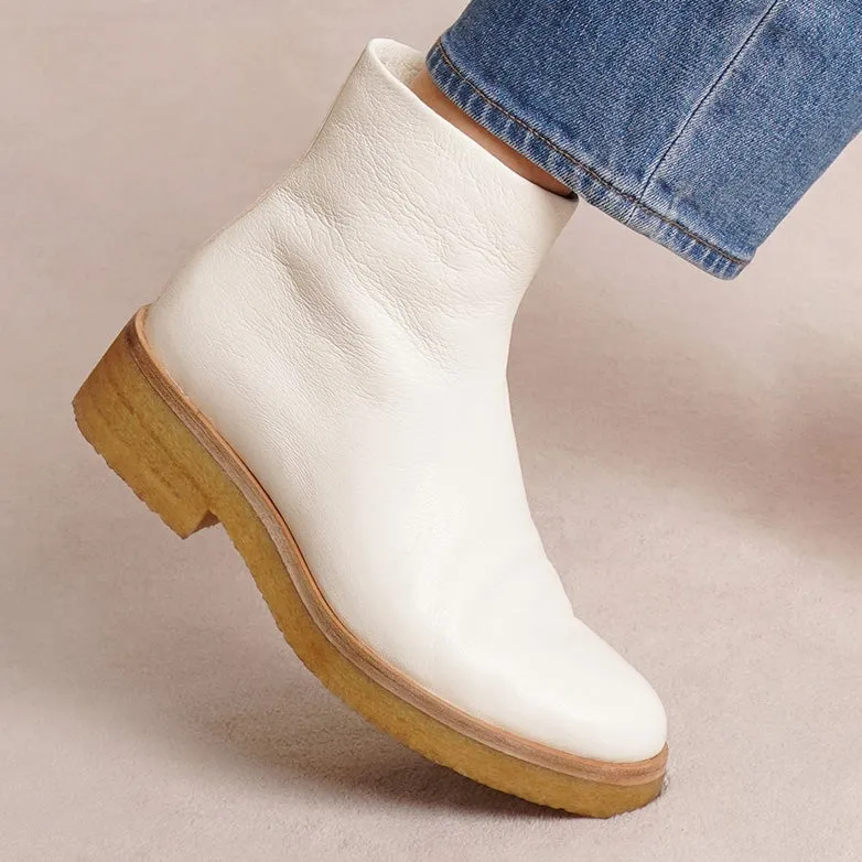 Boris white leather boots