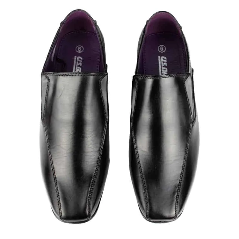 Boys Black School Shoe Slip On