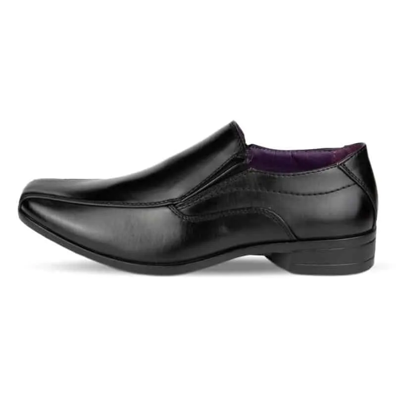 Boys Black School Shoe Slip On