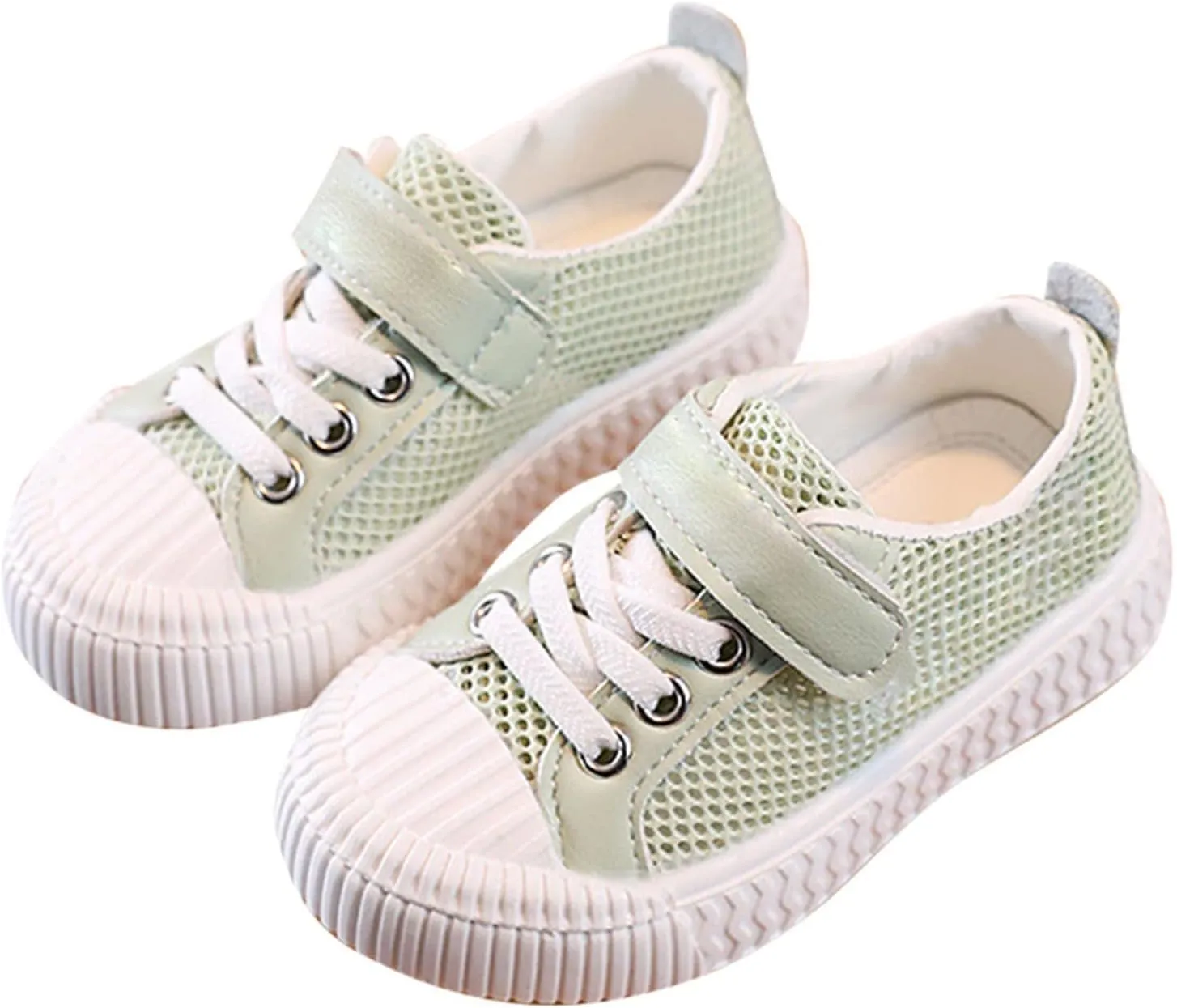 Boys Girls Mesh Shoes Toddler Lace up Canvas Shoes Flat Tennis Shoes Hook and Loop Ribbing Surrounding Sneaker
