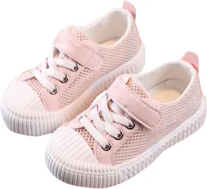 Boys Girls Mesh Shoes Toddler Lace up Canvas Shoes Flat Tennis Shoes Hook and Loop Ribbing Surrounding Sneaker