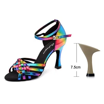 #BR011 Latin-Salsa Rainbow Color Ballroom Dance Shoes