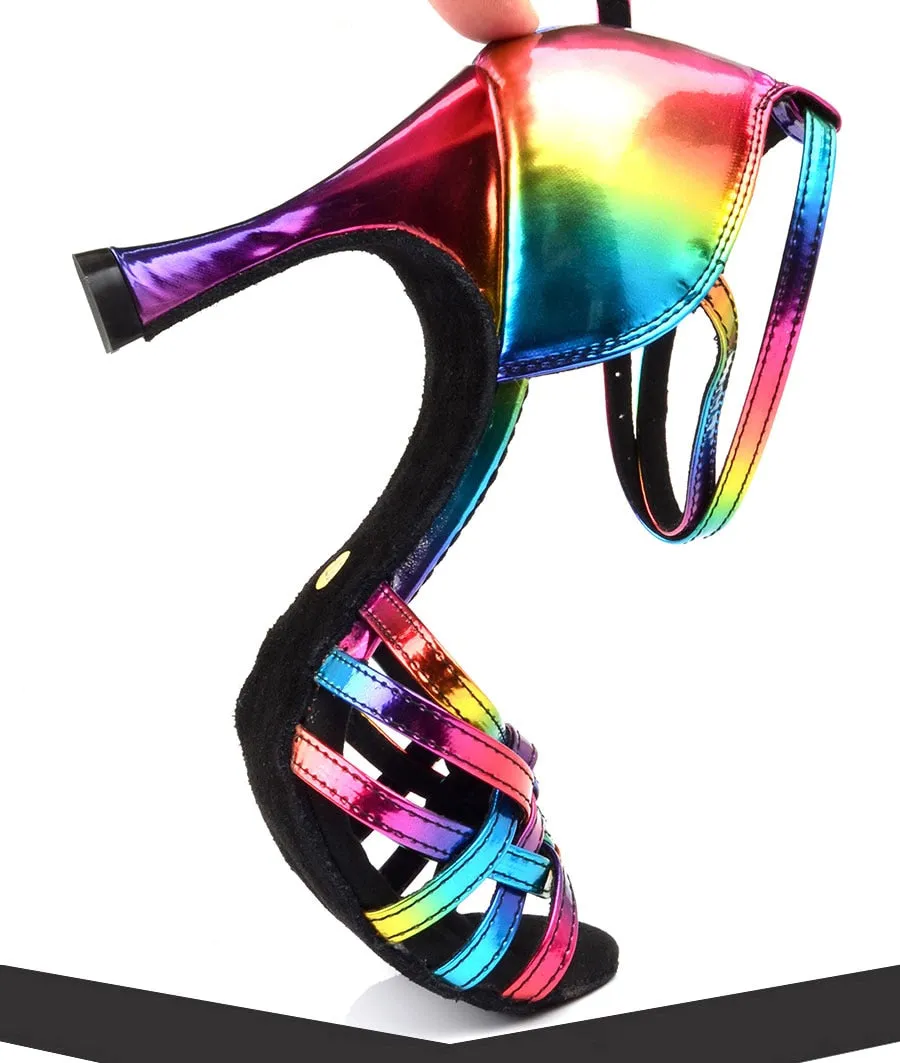 #BR011 Latin-Salsa Rainbow Color Ballroom Dance Shoes