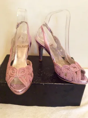 BRAND NEW GINO VAELLO PINK METALLIC PEEPTOE SLINGBACK HEELS SIZE 4/37