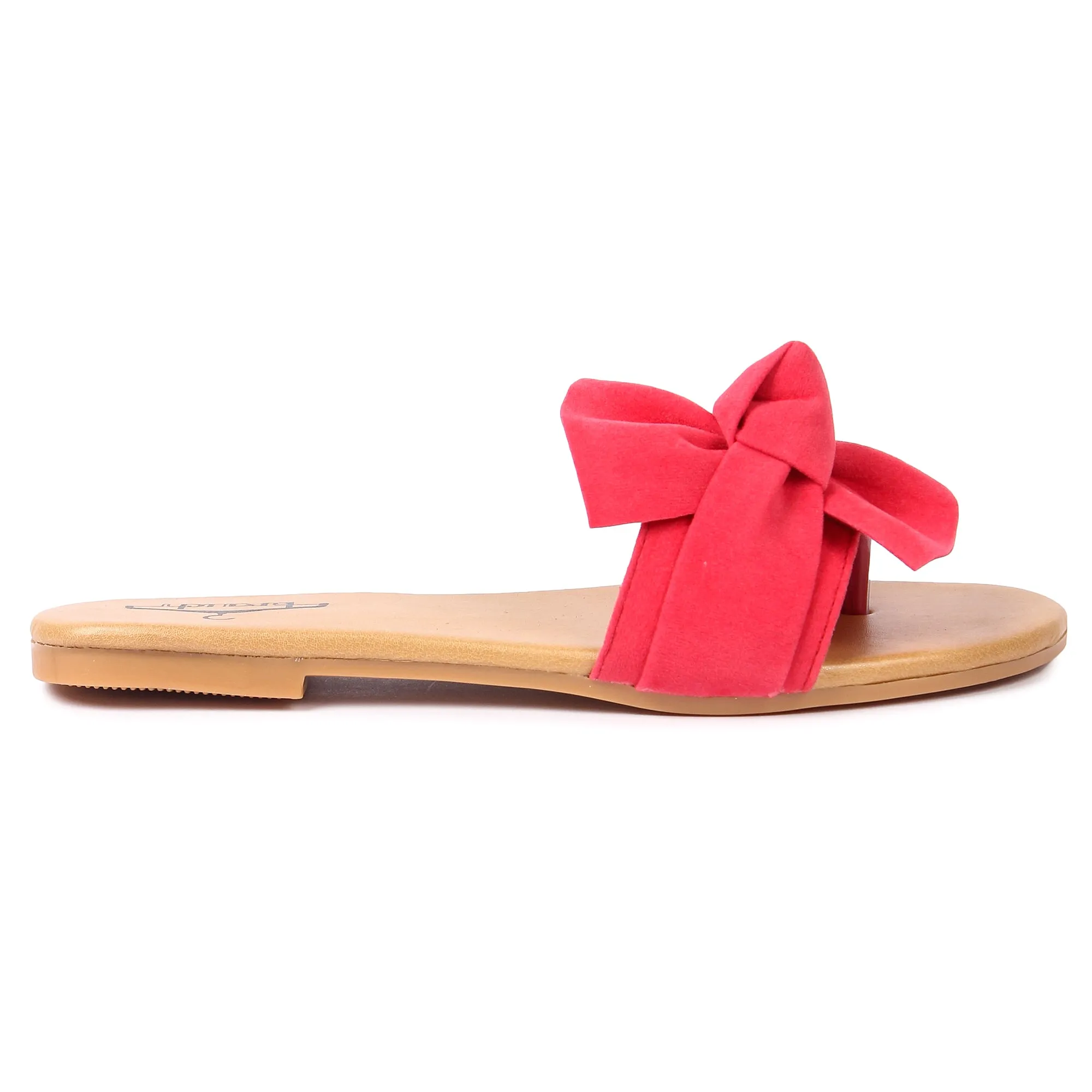 Brauch Women's Pink Suede Bow Flats Slides