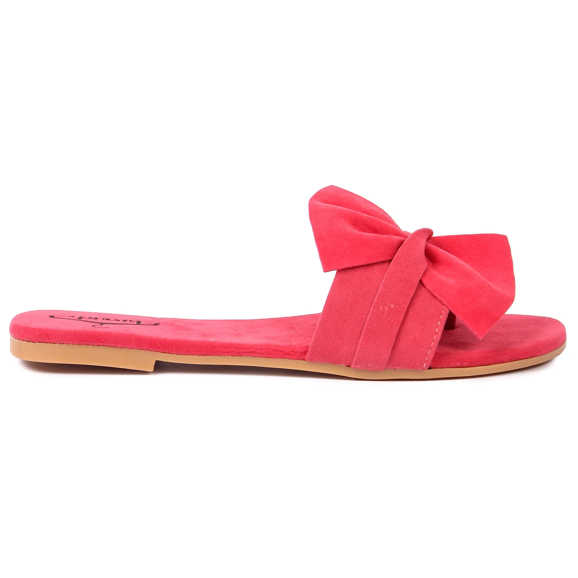Brauch Women's Pink Suede Bow Flats/Slippers
