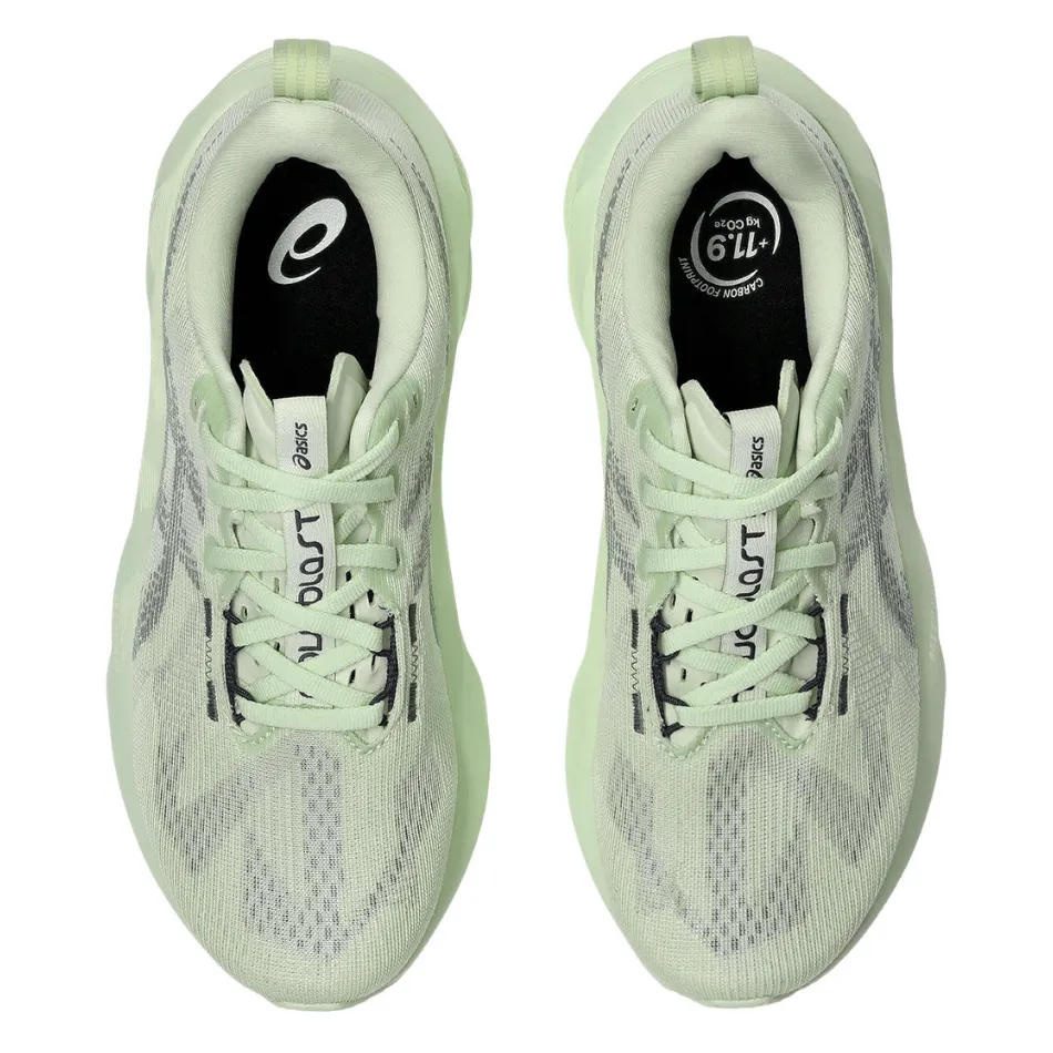 ASICS Women's NOVABLAST 5 Running Shoes in Whisper Green/Monument Blue AW25 Microfiber Overlay Lightweight Ethylene Vinyl Acetate