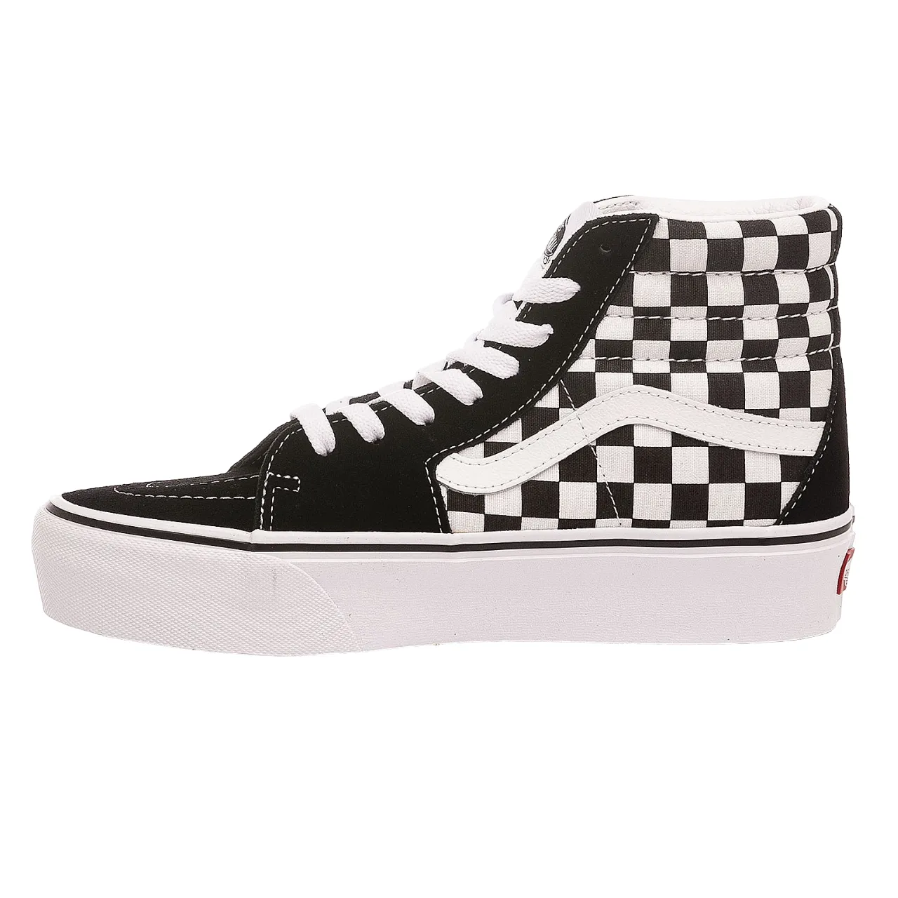 Vans scarpa sneakers alta da donna con zeppa SK8-Hi VN0A3TKNQXH1 nero-bianco bright - colors right - foot shoe