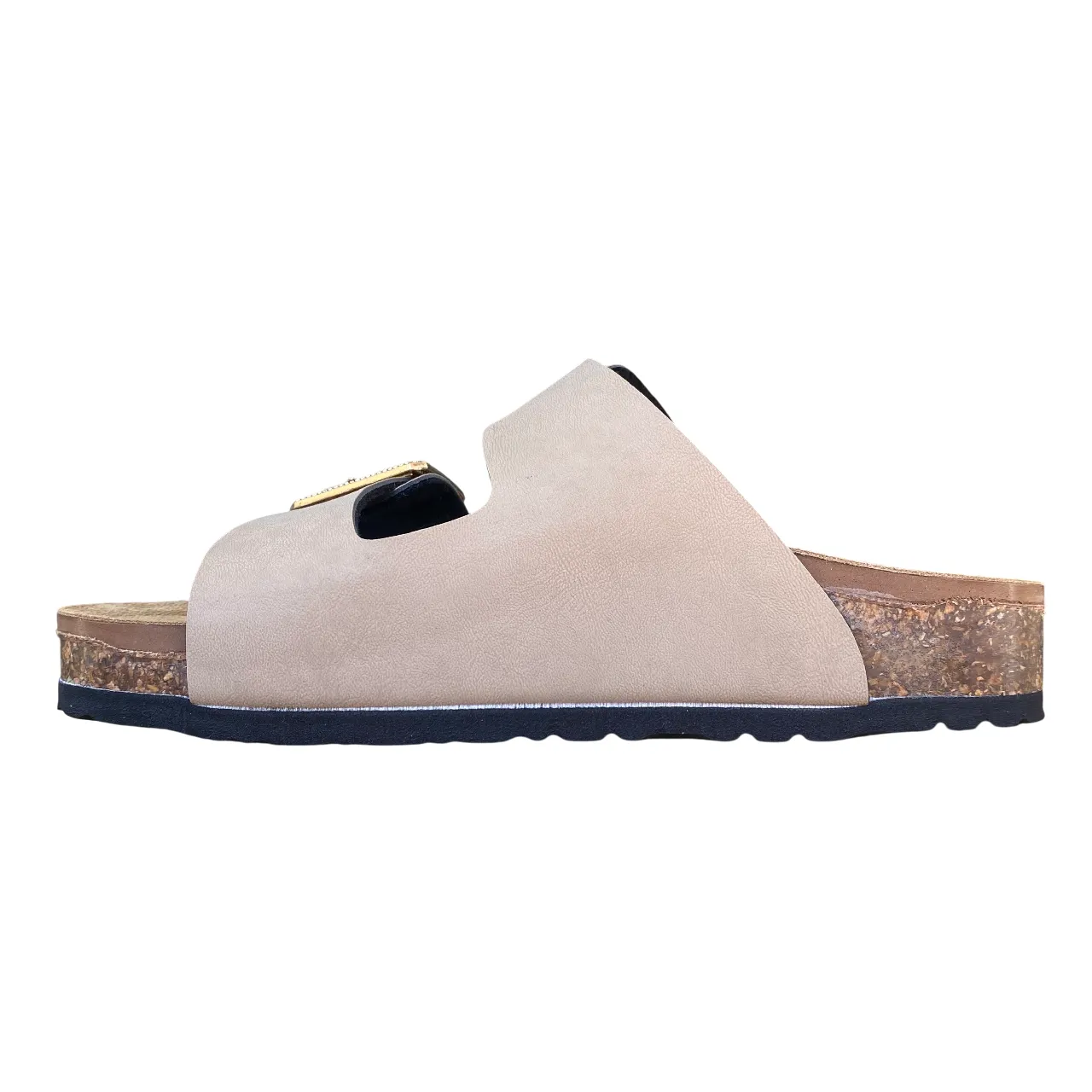 Goldstar ciabatta da donna sottopiede in pelle con 2 fibbie con strass GS31801QS sabbia Stylish Walking Shoes