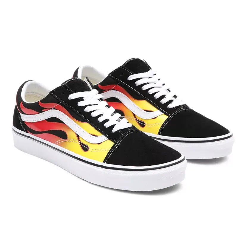 snug shoes Vans scarpa sneakers da adulto con stampa fiammata Old Skool Flame VN0A38G1PHN1 nero-bianco-fiamme