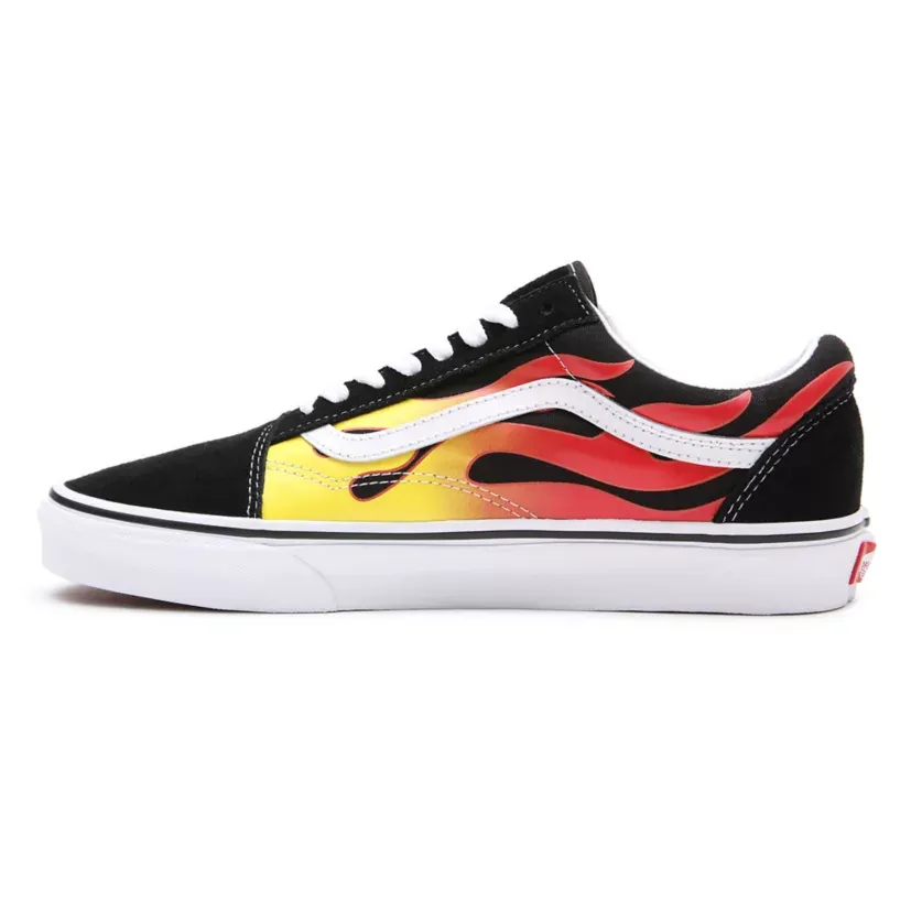 Vans scarpa sneakers da adulto con stampa fiammata Old Skool Flame VN0A38G1PHN1 nero-bianco-fiamme leather shoes Anti Slip Feature
