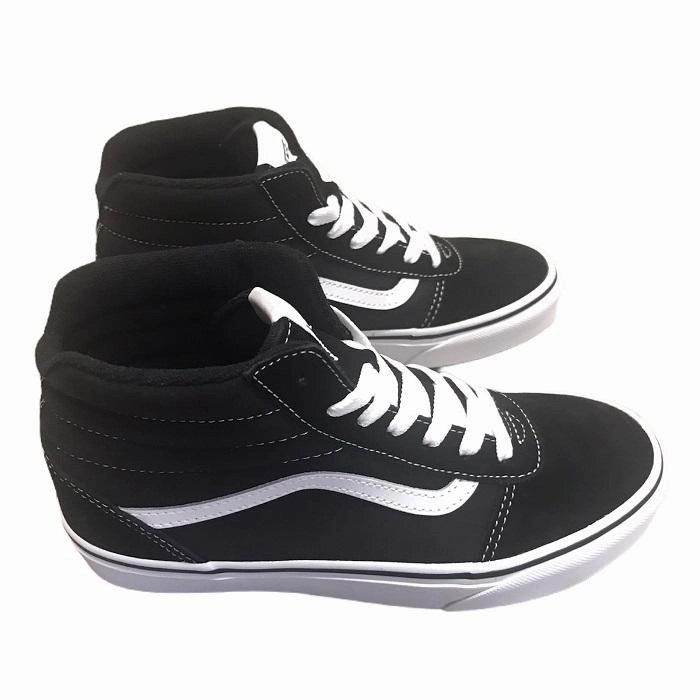 Vans scarpa sneakers da ragazzo in camoscio e tela Ward HI VN0A38JAIJU1 nero-bianco matte running option