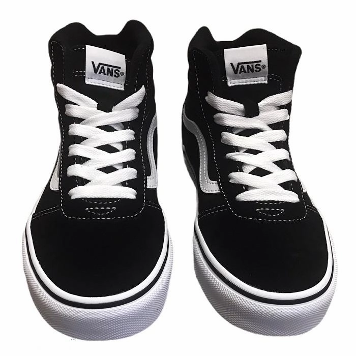 Vans scarpa sneakers da ragazzo in camoscio e tela Ward HI VN0A38JAIJU1 nero-bianco Breathable Fit