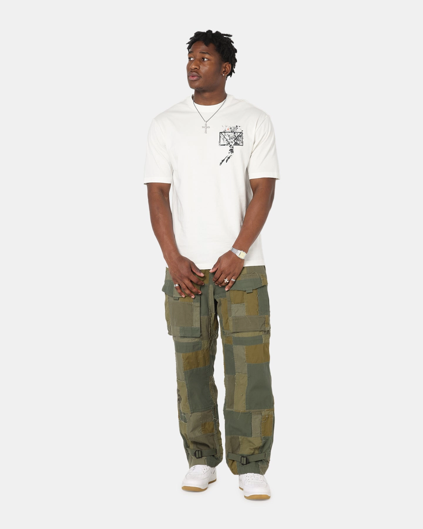 Foam Print Detail Jordan Brooklyn Shattered Back Board Oversized Graphic T-Shirt Sail