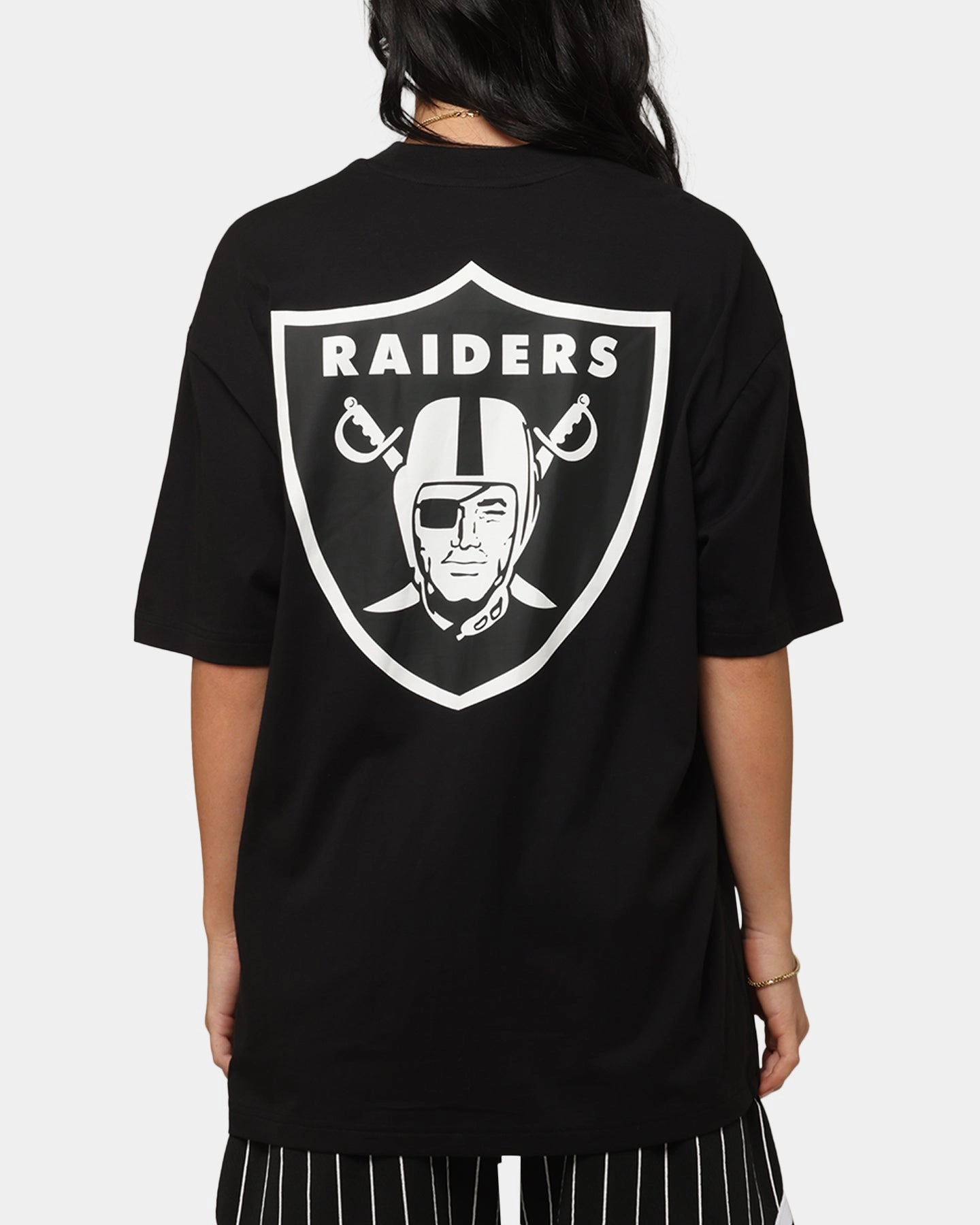 Non Irritating Collar Pilling Resistant Finish New Era Las Vegas Raiders Rose Oversized T-Shirt Black