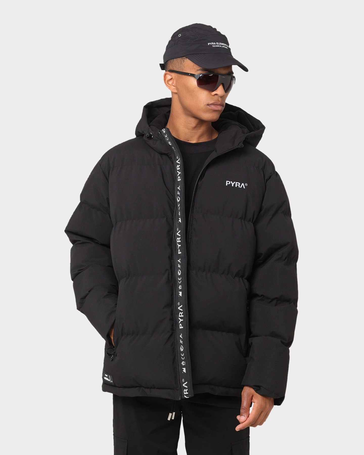 PYRA Alpine Puffa Jacket Black Windproof Closure