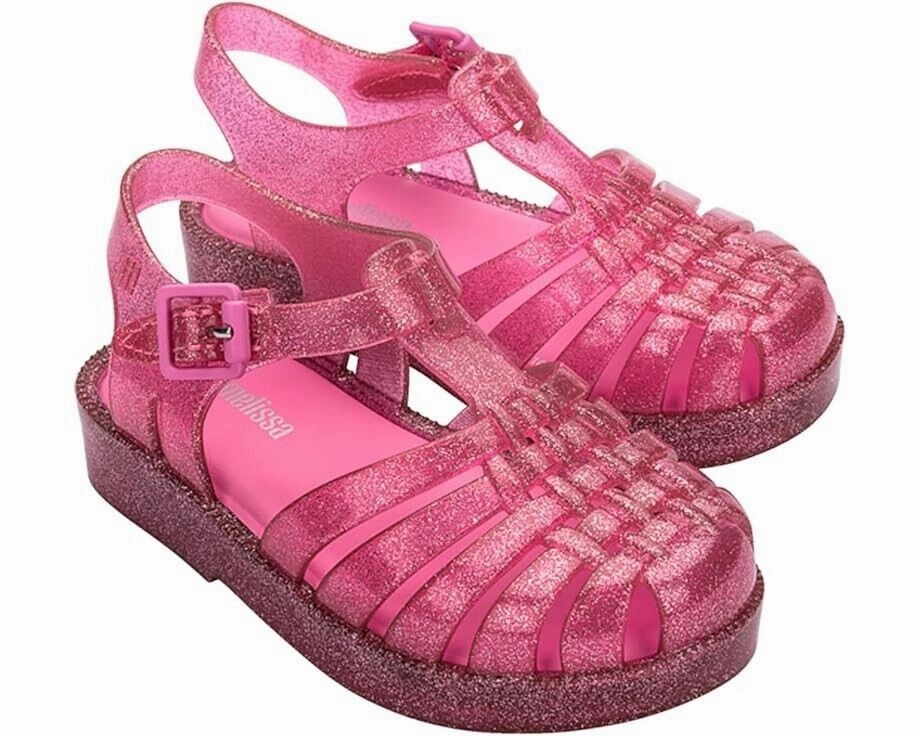 Mini Melissa Possession Shiny BB Sandal Toddler 8 Pink Glitter Adjustable FZP056 (Pink,8) Comfort Soft