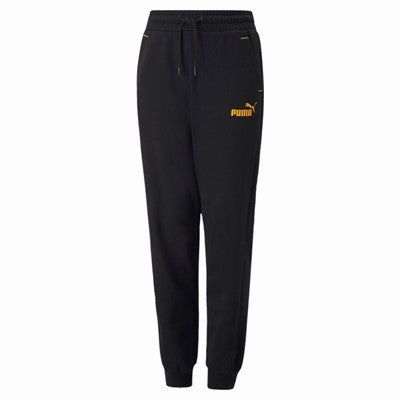 Puma pantalone in felpa con polsino Power Sweatpants FL B 670100 51 Black-Tangerine Smooth Zip Closure