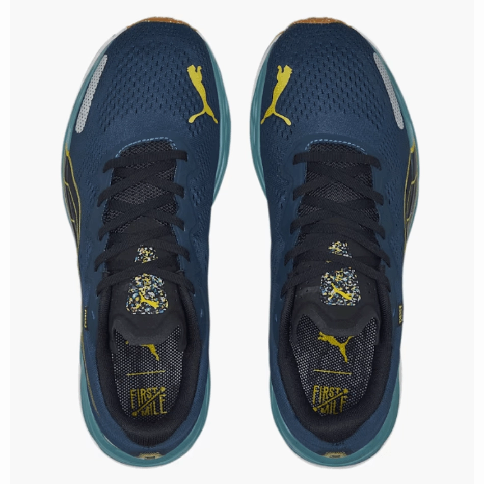 beach running Shock - absorbing technology PUMA Men's Velocity Nitro 2 Fmile Running Shoes in Dark Night/Fresh Pear SS23