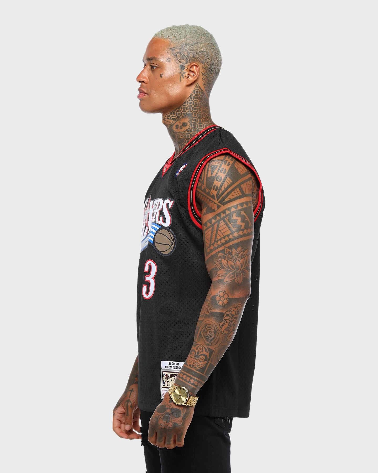 Relaxed Fit Technology Power Moves Mitchell & Ness Philadelphia 76ers Allen Iverson #3 Swingman Jersey Black