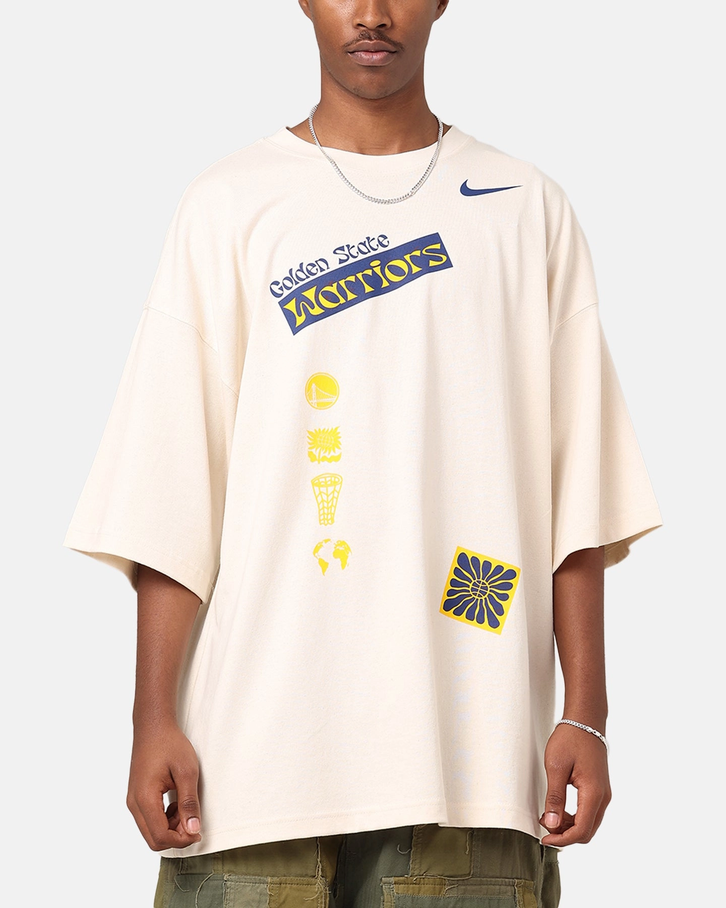 Garment Washed Texture Nike Golden State Warriors NBA Courtside Oversized T-Shirt Pure