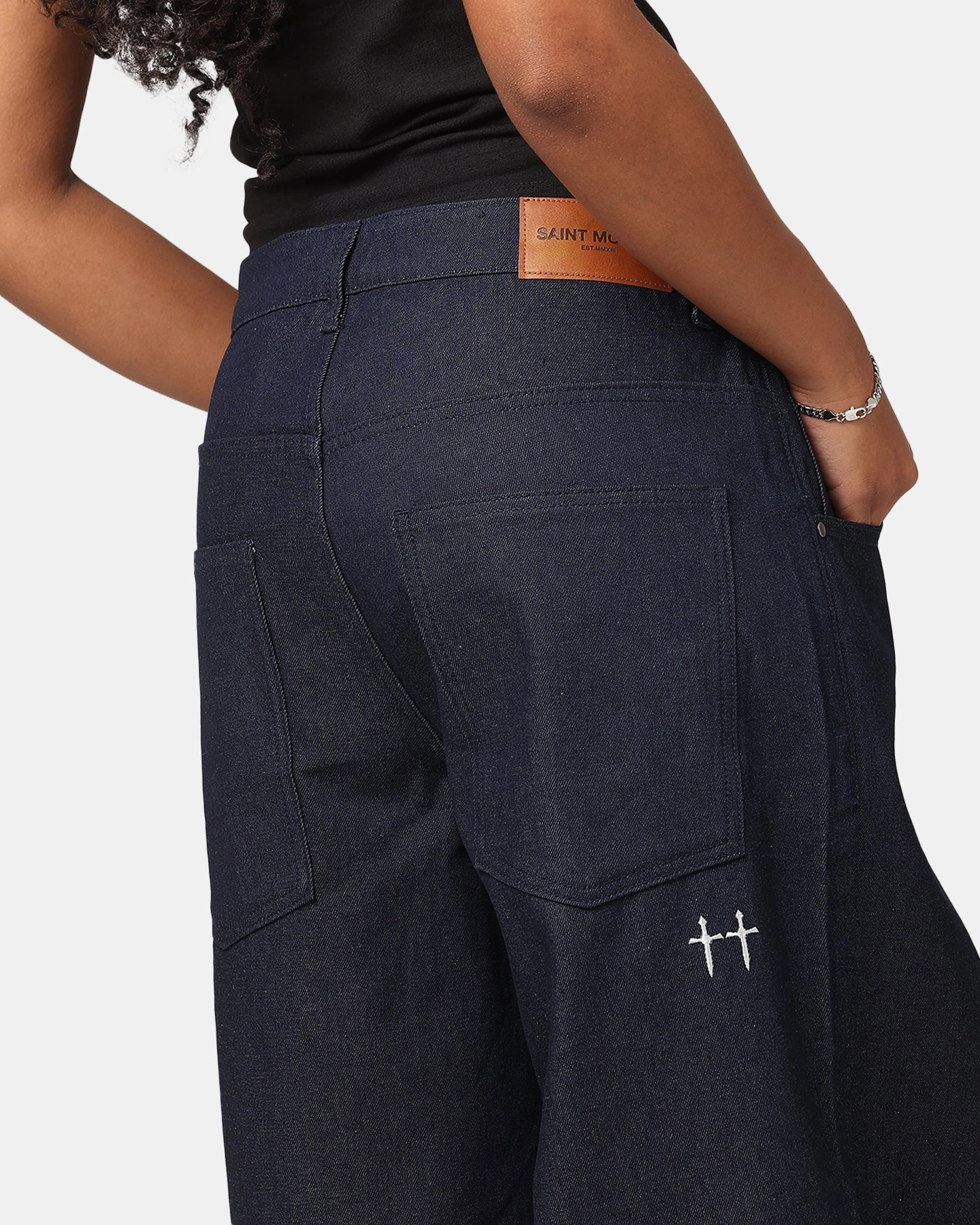 Saint Morta Amplus Jeans Indigo/Tan Classic Comfort slim cut