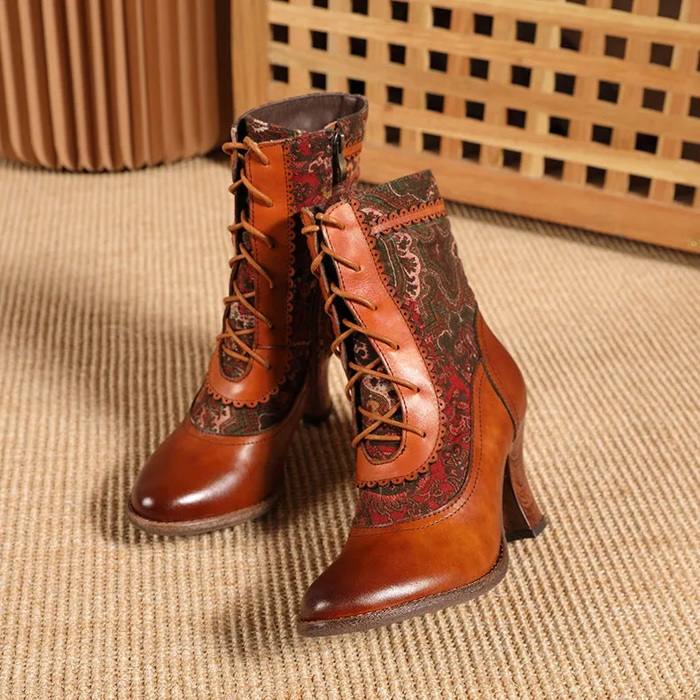 Brogues Handmade Leather High-heel Boots