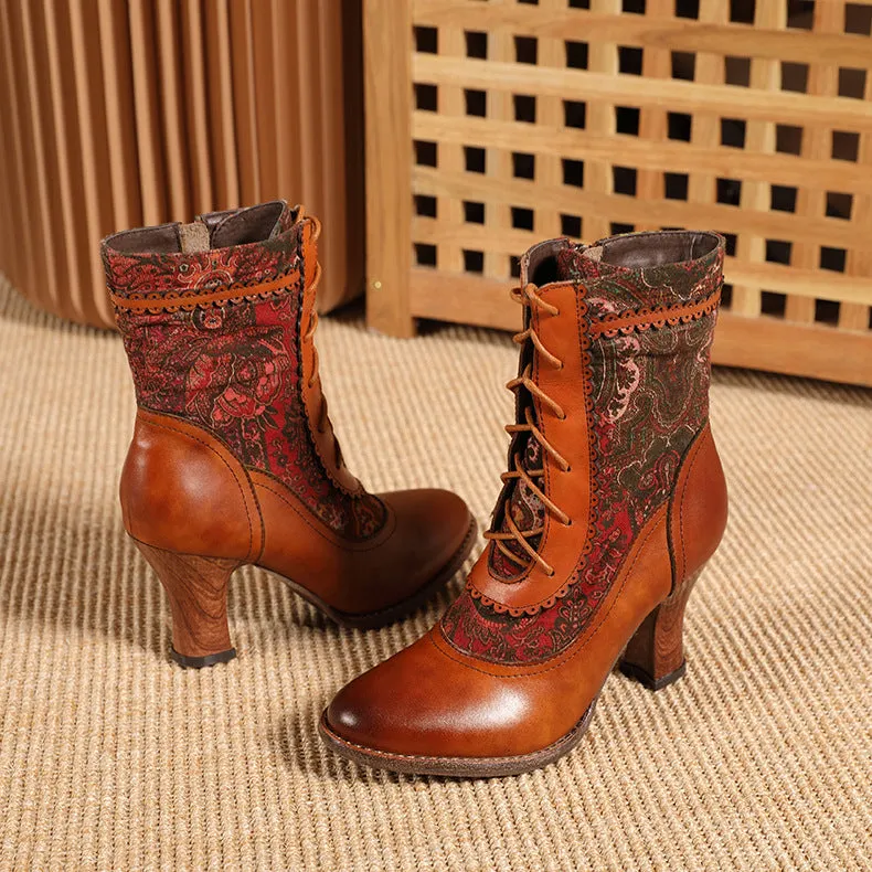 Brogues Handmade Leather High-heel Boots