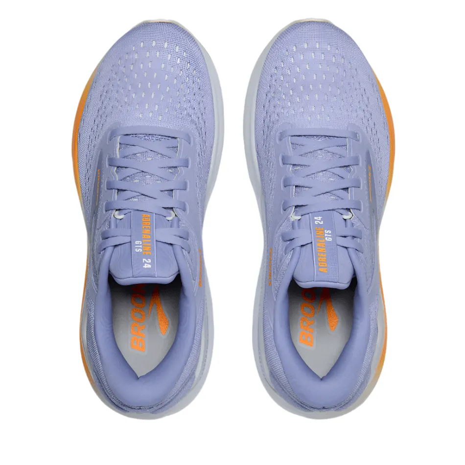All Ride Brooks Women's Adrenaline GTS 24 Running Shoes in Blue Heron/White/Orange AW25