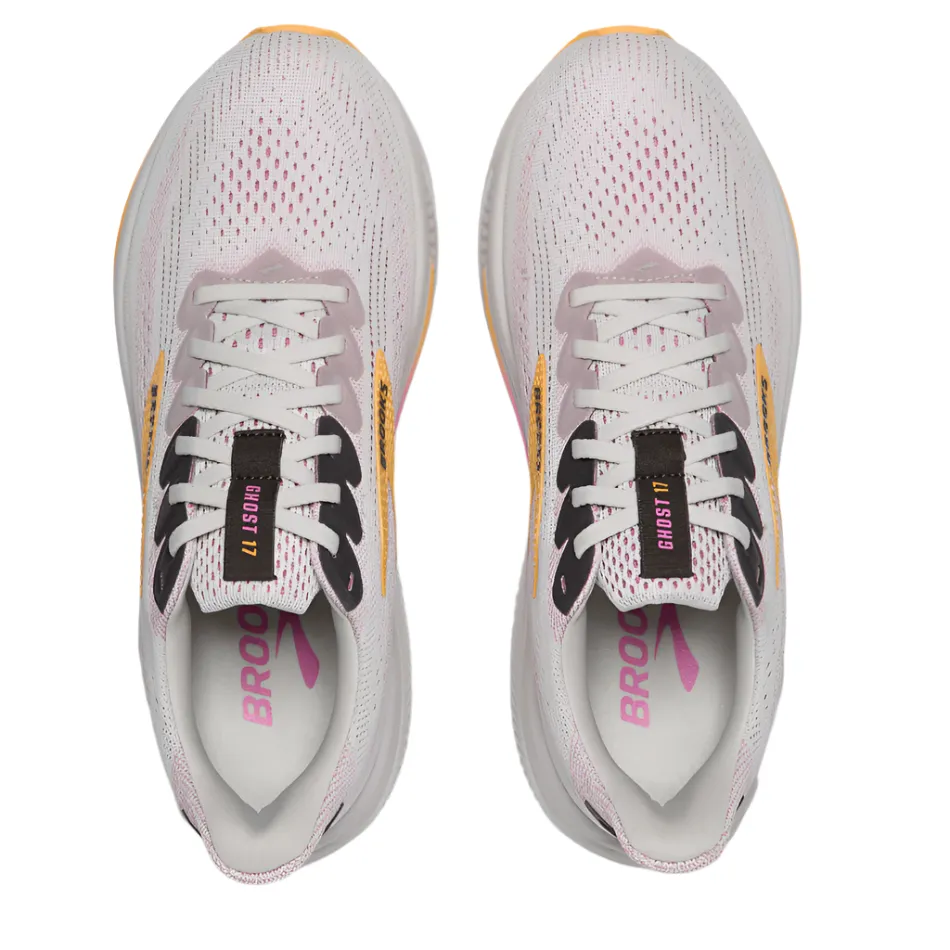 Flat Outsole Brooks Women's Ghost 17 Running Shoes in Oyster/Apricot/Pink AW25